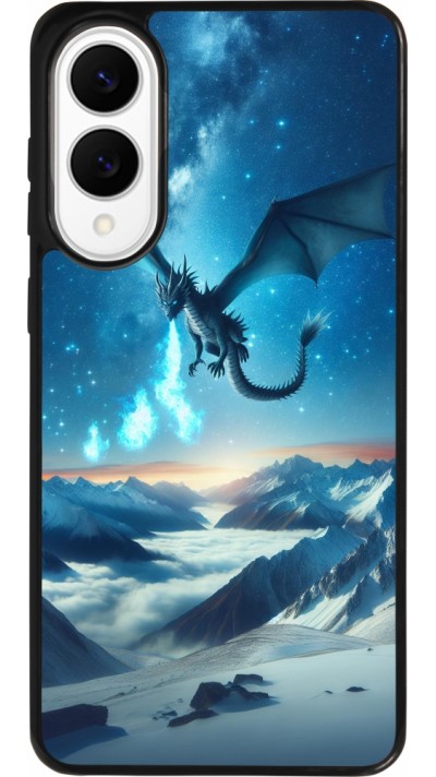 Coque Samsung Galaxy S25 Edge - Silicone rigide noir Dragon nocturne montagne