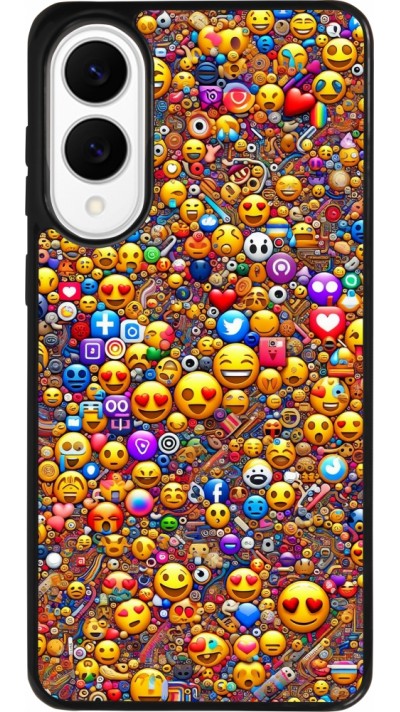Coque Samsung Galaxy S25 Edge - Silicone rigide noir Emoji mixed