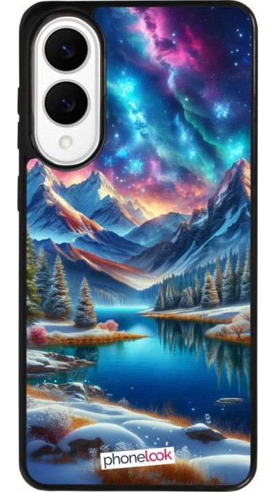 Samsung Galaxy S25 Edge Case Hülle - Silikon schwarz Fantasiebergsee Himmel Sterne