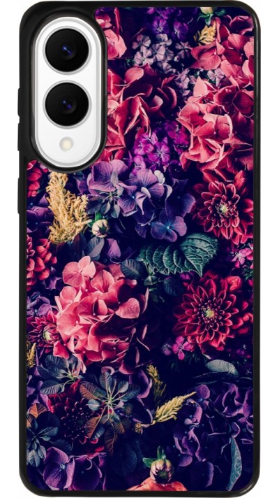 Samsung Galaxy S25 Edge Case Hülle - Silikon schwarz Flowers Dark