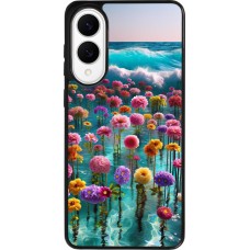 Coque Samsung Galaxy S25 Edge - Silicone rigide noir Flower sea waves