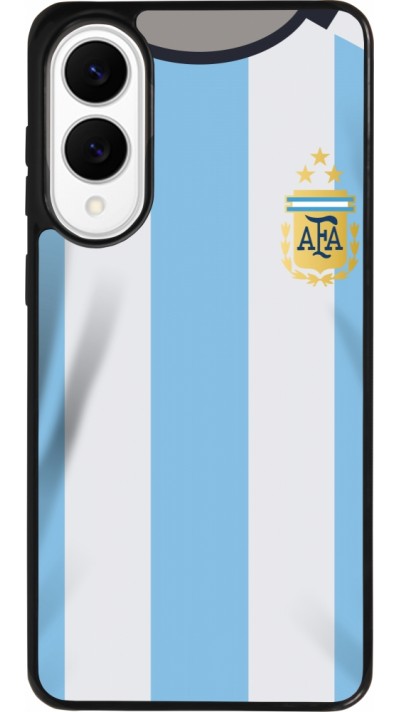 Coque Samsung Galaxy S25 Edge - Silicone rigide noir Maillot de football Argentine 2022 personnalisable