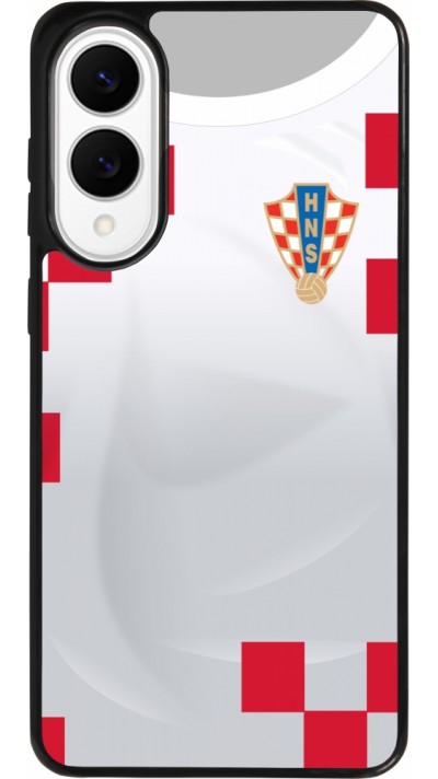 Coque Samsung Galaxy S25 Edge - Silicone rigide noir Maillot de football Croatie 2022 personnalisable