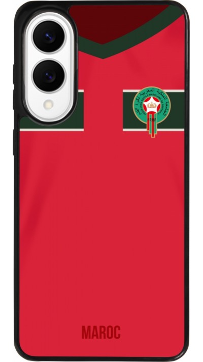 Coque Samsung Galaxy S25 Edge - Silicone rigide noir Maillot de football Maroc 2022 personnalisable