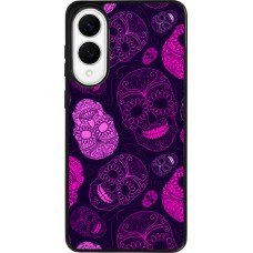 Coque Samsung Galaxy S25 Edge - Silicone rigide noir Halloween 2023 pink skulls