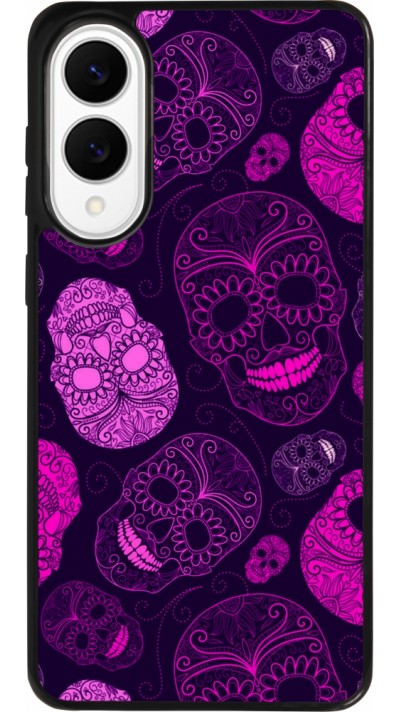 Coque Samsung Galaxy S25 Edge - Silicone rigide noir Halloween 2023 pink skulls