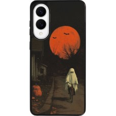 Samsung Galaxy S25 Edge Case Hülle - Silikon schwarz Halloween 2025 Ghost on a bicycle