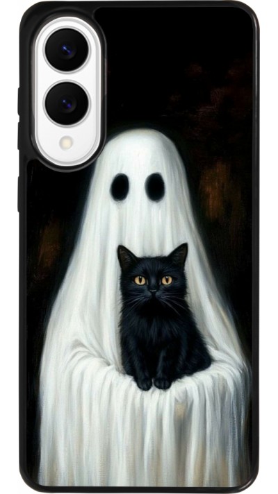 Coque Samsung Galaxy S25 Edge - Silicone rigide noir Halloween 2025 Ghost with black cat