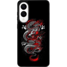 Coque Samsung Galaxy S25 Edge - Silicone rigide noir Japanese style Dragon Tattoo Red Black