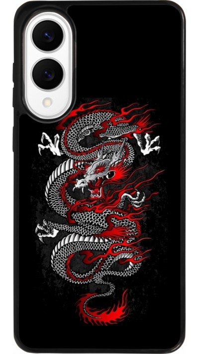 Coque Samsung Galaxy S25 Edge - Silicone rigide noir Japanese style Dragon Tattoo Red Black