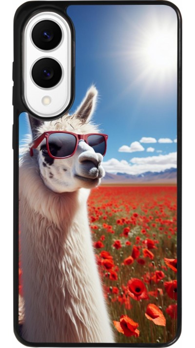 Samsung Galaxy S25 Edge Case Hülle - Silikon schwarz Lama Chic in Mohnblume