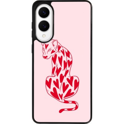 Coque Samsung Galaxy S25 Edge - Silicone rigide noir Leopard with hearts 2026