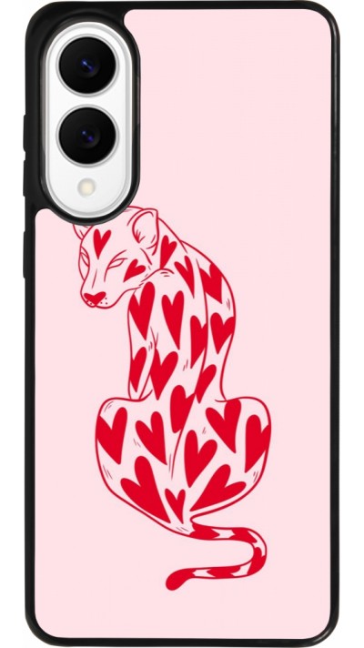 Coque Samsung Galaxy S25 Edge - Silicone rigide noir Leopard with hearts 2026