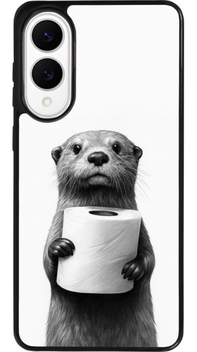Samsung Galaxy S25 Edge Case Hülle - Silikon schwarz Otter Toilettenpapier