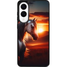 Samsung Galaxy S25 Edge Case Hülle - Silikon schwarz Majestätischer Sonnenuntergang Pferd