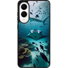 Coque Samsung Galaxy S25 Edge - Silicone rigide noir Manta Lagon Nettoyage