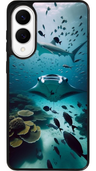 Coque Samsung Galaxy S25 Edge - Silicone rigide noir Manta Lagon Nettoyage