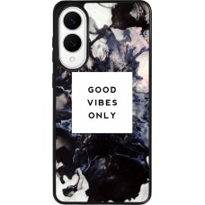 Coque Samsung Galaxy S25 Edge - Silicone rigide noir Marble Good Vibes Only