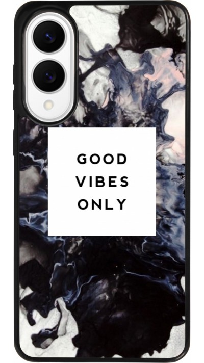 Coque Samsung Galaxy S25 Edge - Silicone rigide noir Marble Good Vibes Only