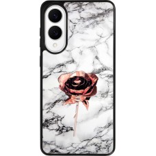 Coque Samsung Galaxy S25 Edge - Silicone rigide noir Marble Rose Gold