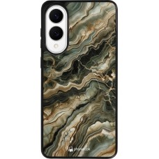 Coque Samsung Galaxy S25 Edge - Silicone rigide noir Marbre Olive