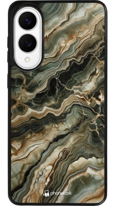 Coque Samsung Galaxy S25 Edge - Silicone rigide noir Marbre Olive