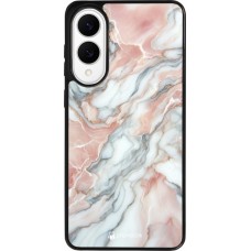 Samsung Galaxy S25 Edge Case Hülle - Silikon schwarz Rosa Leuchtender Marmor