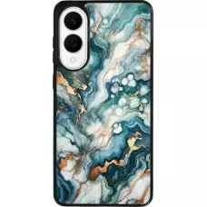 Coque Samsung Galaxy S25 Edge - Silicone rigide noir Marbre Vert Bleu Doré