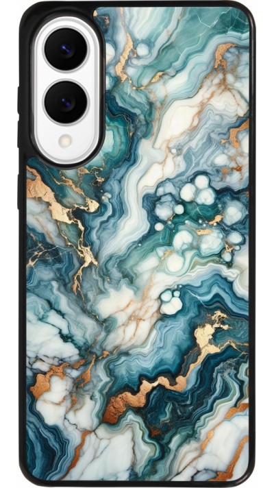 Coque Samsung Galaxy S25 Edge - Silicone rigide noir Marbre Vert Bleu Doré