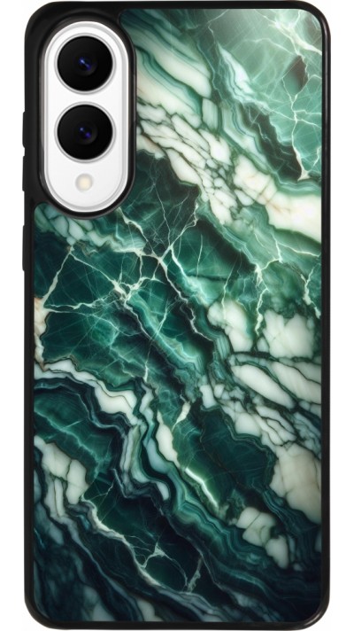 Coque Samsung Galaxy S25 Edge - Silicone rigide noir Marbre vert majestueux