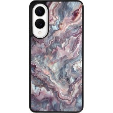 Coque Samsung Galaxy S25 Edge - Silicone rigide noir Marbre violette argentée