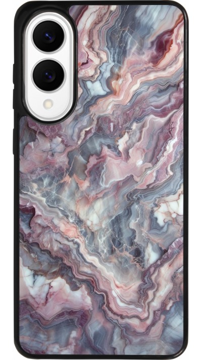 Samsung Galaxy S25 Edge Case Hülle - Silikon schwarz Violetter silberner Marmor