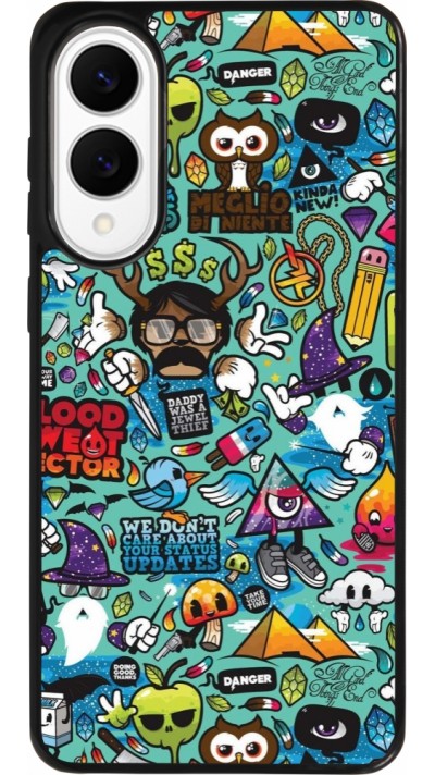 Coque Samsung Galaxy S25 Edge - Silicone rigide noir Mixed Cartoons Turquoise