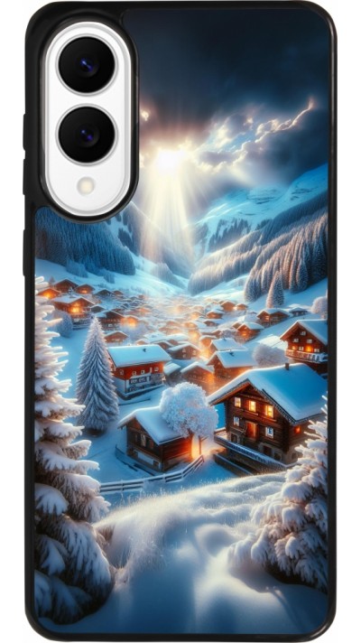 Coque Samsung Galaxy S25 Edge - Silicone rigide noir Mont Neige Lumière