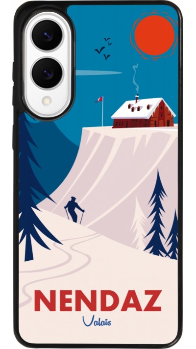 Coque Samsung Galaxy S25 Edge - Silicone rigide noir Nendaz Cabane Ski