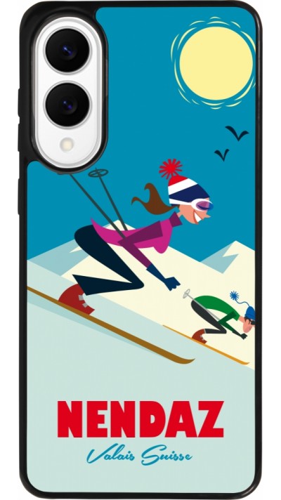 Coque Samsung Galaxy S25 Edge - Silicone rigide noir Nendaz Ski Downhill