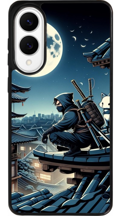 Coque Samsung Galaxy S25 Edge - Silicone rigide noir Ninja sous la lune