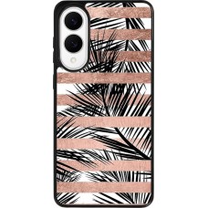 Samsung Galaxy S25 Edge Case Hülle - Silikon schwarz Palm trees gold stripes