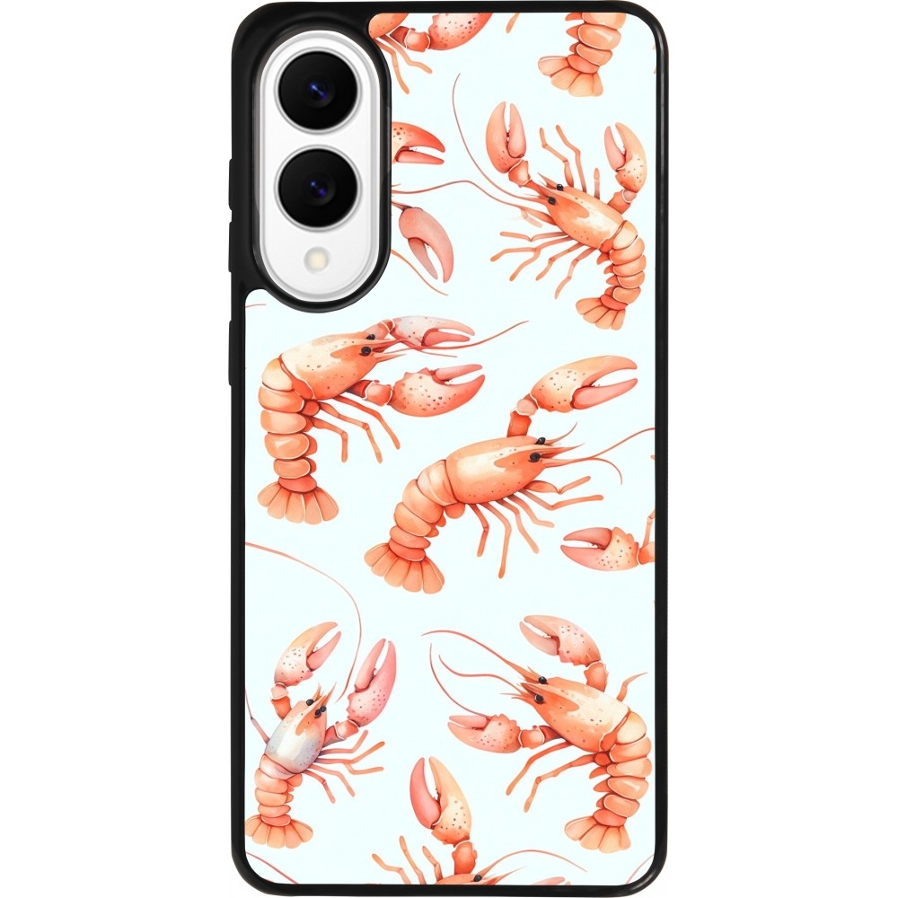 Coque Samsung Galaxy S25 Edge - Silicone rigide noir Pattern de homards pastels