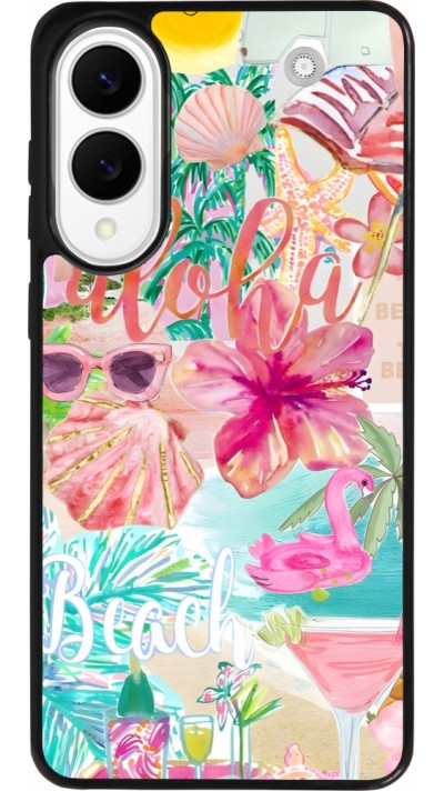 Coque Samsung Galaxy S25 Edge - Silicone rigide noir Preppy Collage Aloha