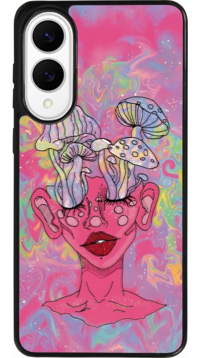 Coque Samsung Galaxy S25 Edge - Silicone rigide noir Psychedelic pink mushroom