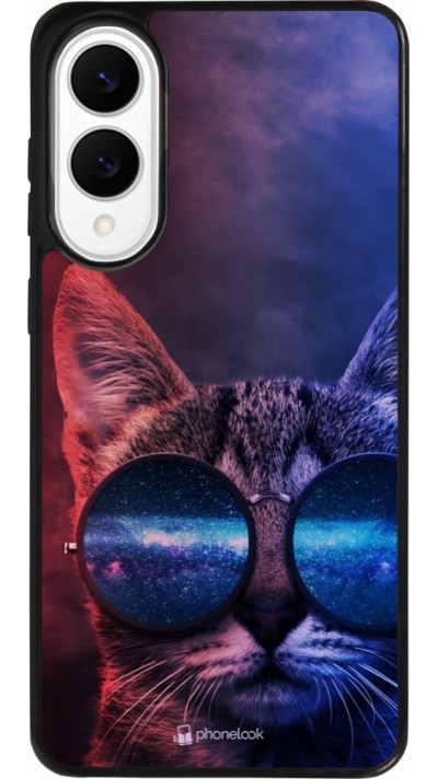 Coque Samsung Galaxy S25 Edge - Silicone rigide noir Red Blue Cat Glasses