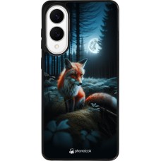 Coque Samsung Galaxy S25 Edge - Silicone rigide noir Renard lune forêt