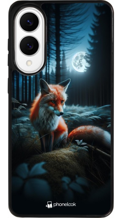 Coque Samsung Galaxy S25 Edge - Silicone rigide noir Renard lune forêt