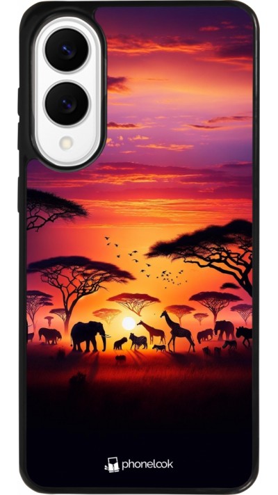 Coque Samsung Galaxy S25 Edge - Silicone rigide noir Safari sunset wildlife