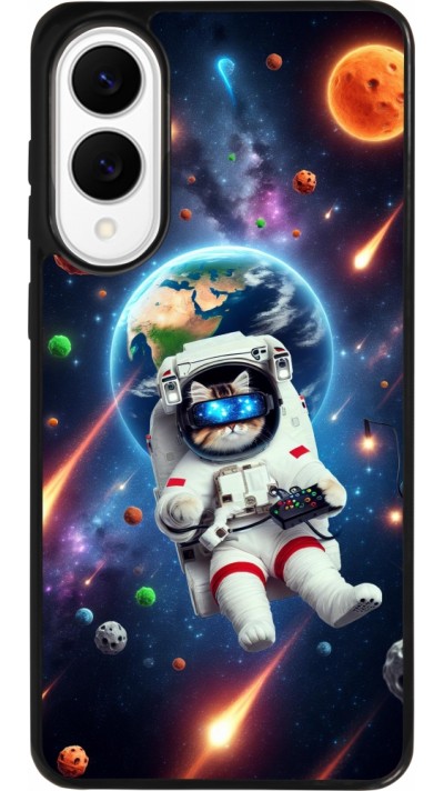 Coque Samsung Galaxy S25 Edge - Silicone rigide noir VR SpaceCat Odyssey