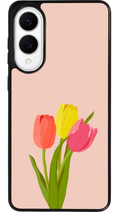 Coque Samsung Galaxy S25 Edge - Silicone rigide noir Spring 23 tulip trio