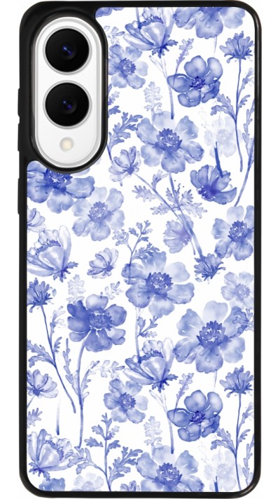 Coque Samsung Galaxy S25 Edge - Silicone rigide noir Spring 23 watercolor blue flowers