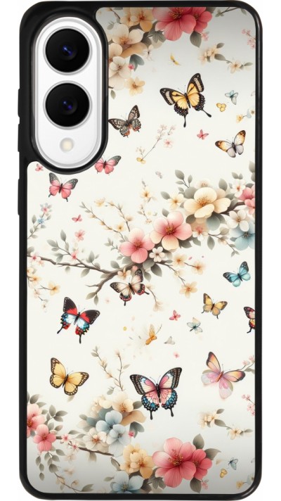 Coque Samsung Galaxy S25 Edge - Silicone rigide noir Spring 25 Papillons Légers