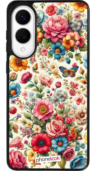 Coque Samsung Galaxy S25 Edge - Silicone rigide noir Spring 25 printemps fleuri